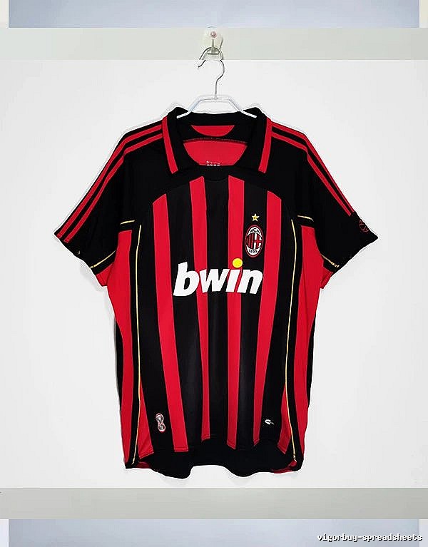 AC Milan Patterned Retro soccer jersey Red Black Striped with Polished Detail