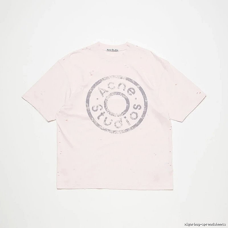 Acne Studios 2090-80 Pink Multicolor Pink Style Ac908041 Stockholm Logo T-Shirt Commuter Look