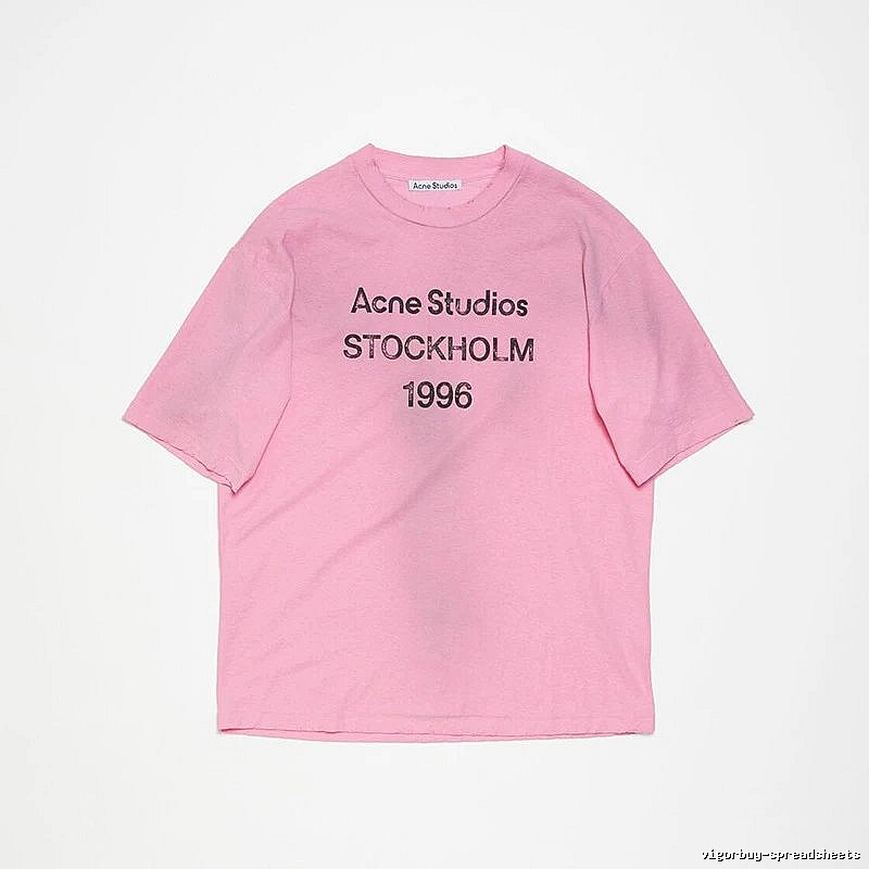 Acne Studios 2090-80 Pink Red Style Ac908026 Stockholm Logo T-Shirt Weekend Wear