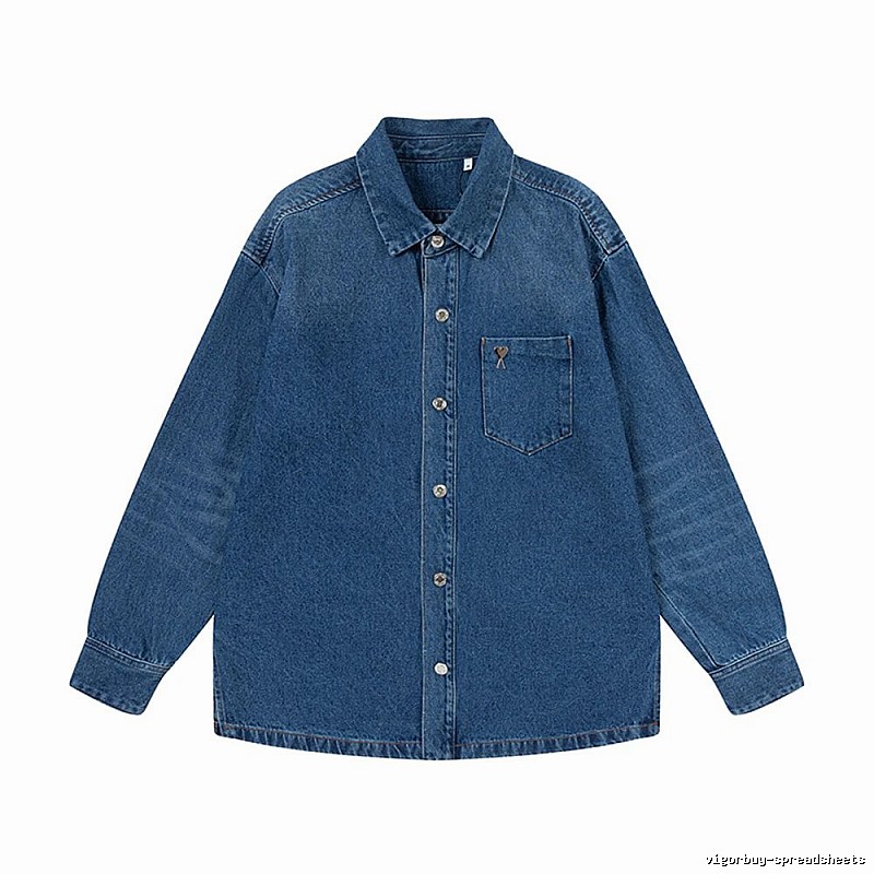 AMI casual style denim blue shirt