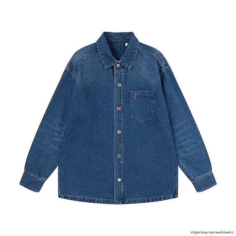 AMI Denim Blue Retro Style Denim Shirt