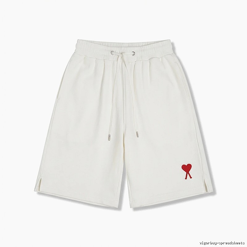 AMI Embroidered Minimalist Style White Shorts