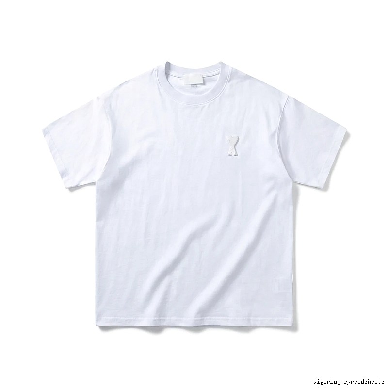 AMI Embroidered Minimalist Style White T-shirt