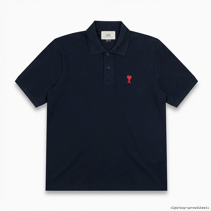 AMI Love Heart Logo Minimalist Style Polo Shirt