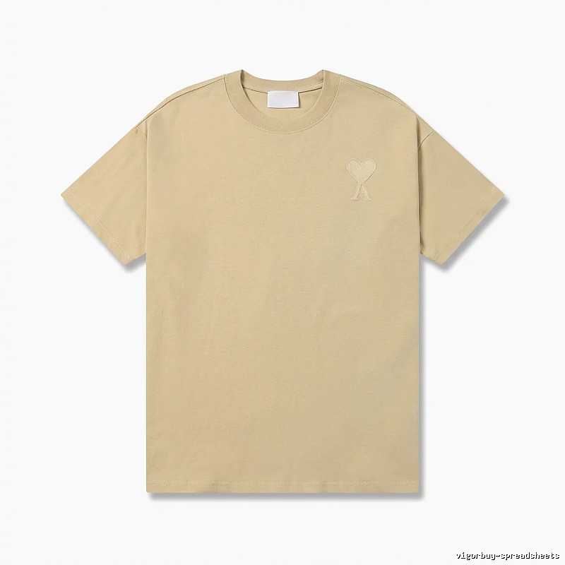 AMI Love Minimalist Style Beige T-shirt