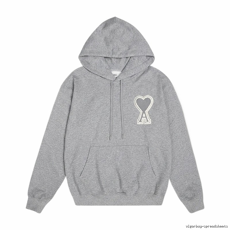 AMI Love Minimalist Style Grey Hoodie