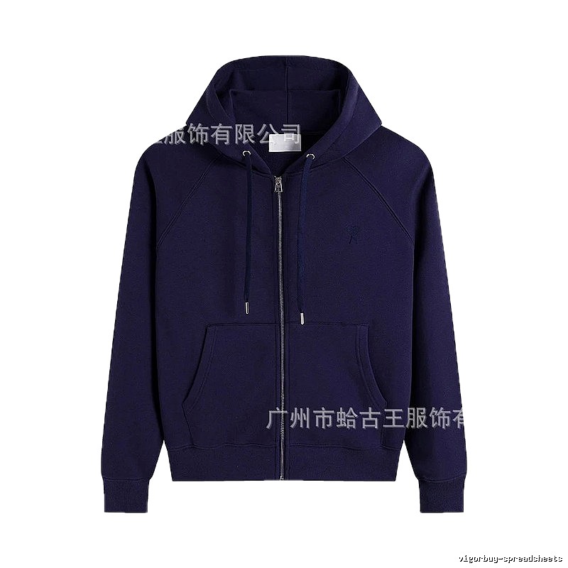 AMI minimalist style dark blue hoodie.