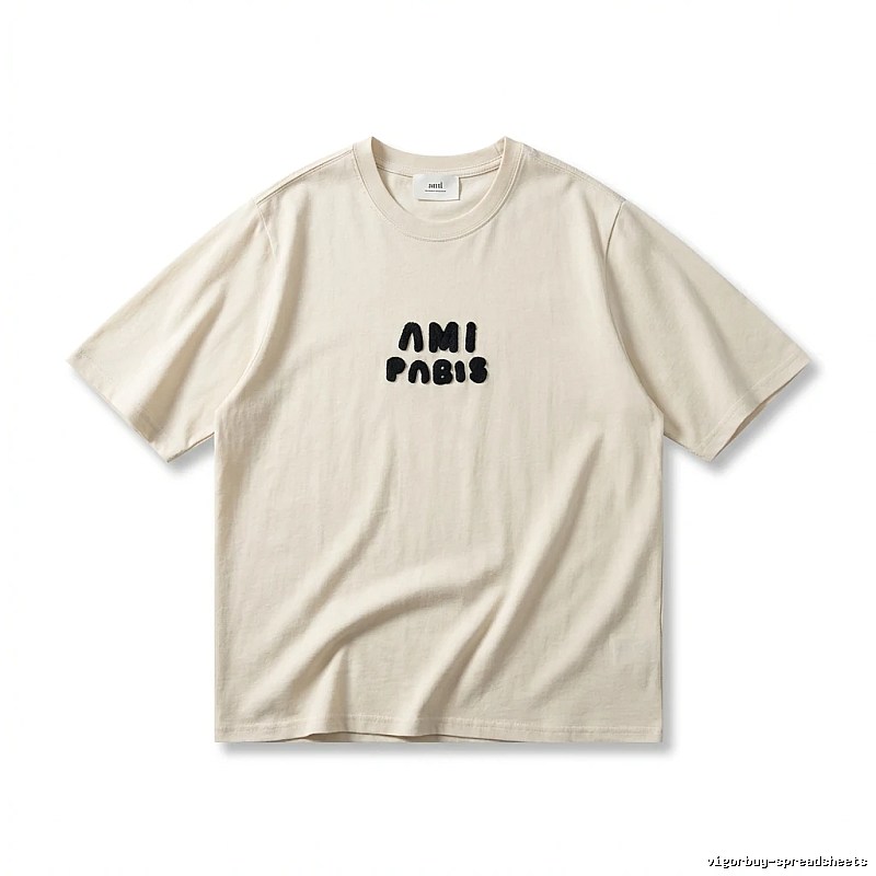 AMI Paris minimalist style beige T-shirt
