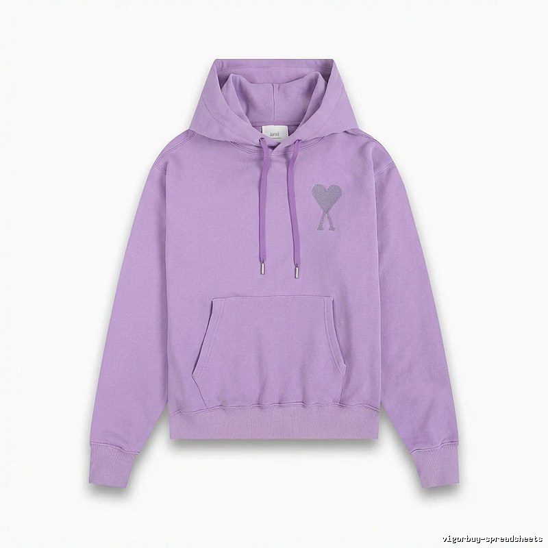 AMI series minimalist style purple hoodie