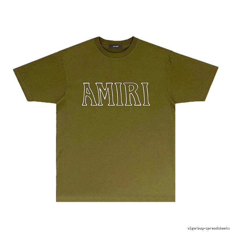 AMIRI Basic Style Trendy and Cool Olive Green T-shirt