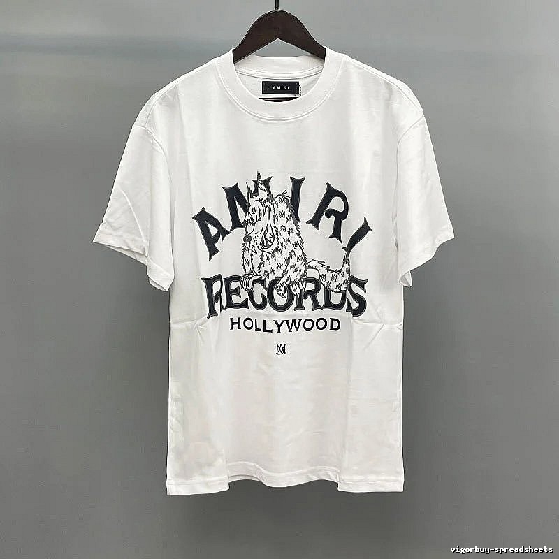Amiri Letter Graphic White Records Graphic T-Shirt Daily Styling