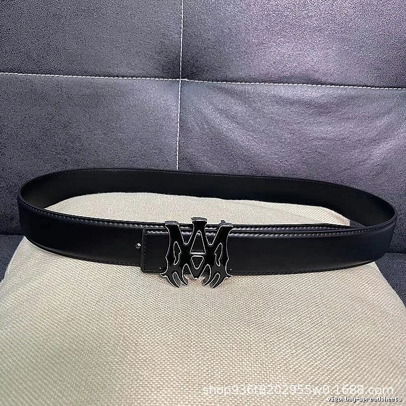 Amiri Streetwear Logo belt Black Belt Metallic with Logo Accent