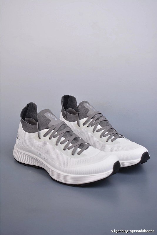 Arc'teryx White and Gray Knit Trail Sneakers, Technical Upper