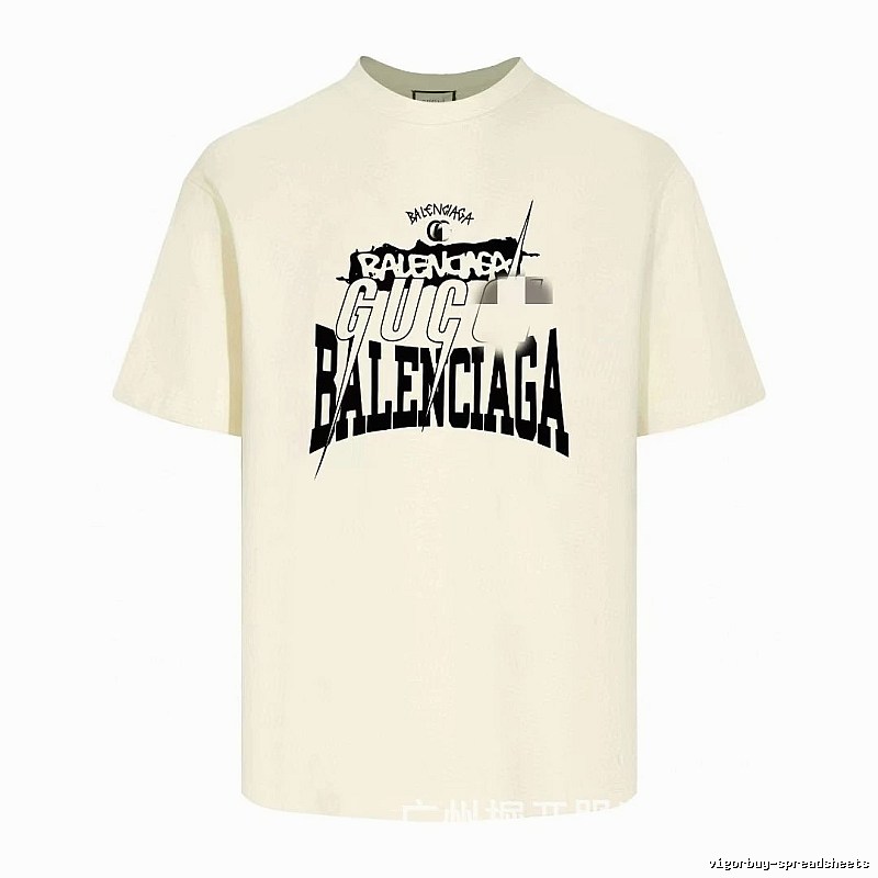 Balenciaga Co-branded Printed Street-style Off-white T-shirt
