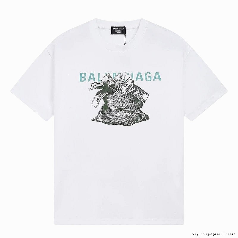 Balenciaga Dollar Bill Print Street Style White T-Shirt
