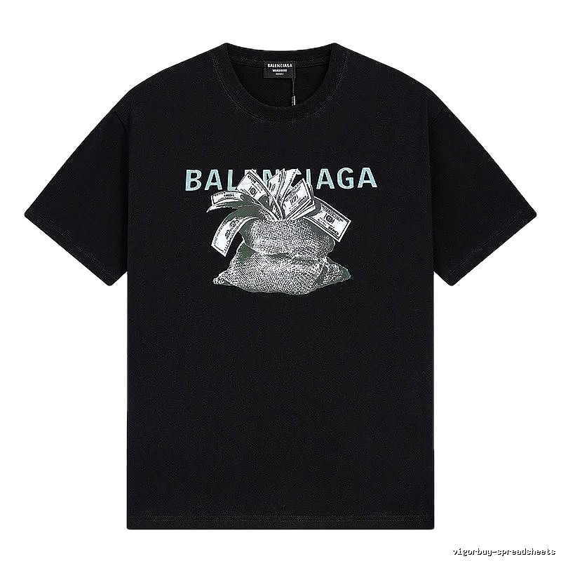 Balenciaga Dollar Print Street Style Black T-Shirt