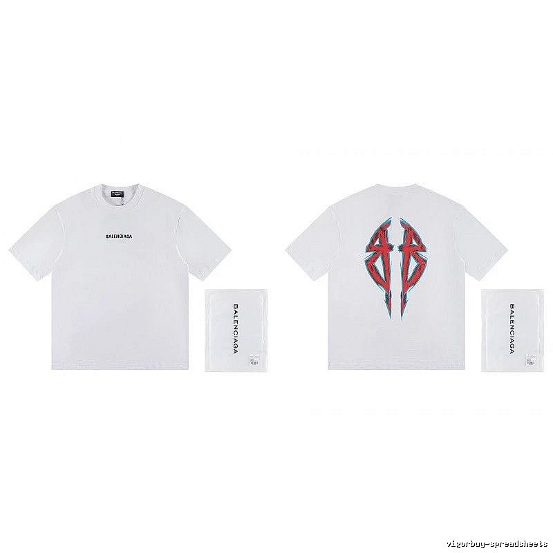 Balenciaga Double B Graffiti Street Style White T-Shirt
