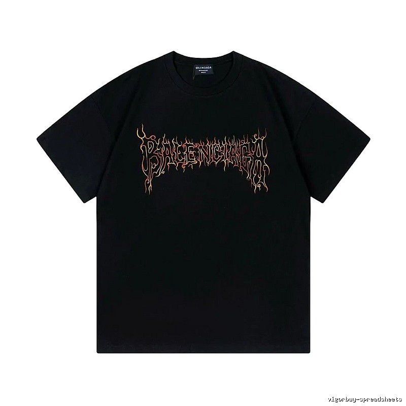 Balenciaga Flame Gothic Style Black T-shirt