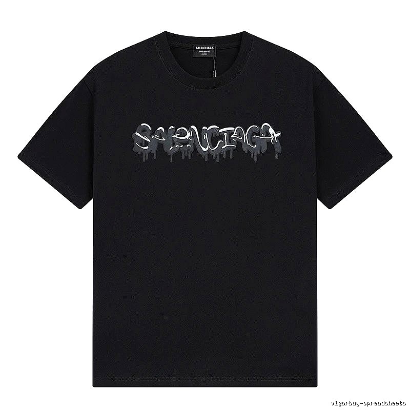 Balenciaga Graffiti Street Style Black Short Sleeve T-shirt