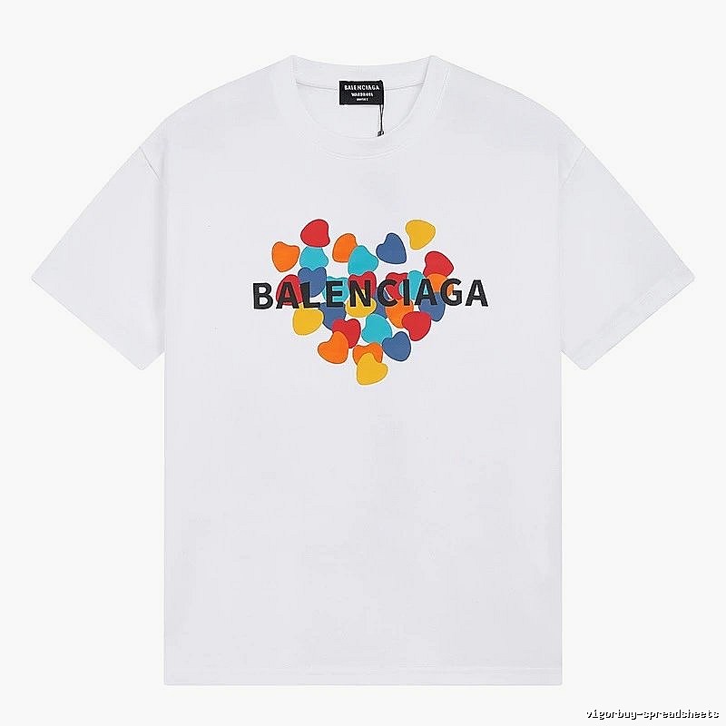 Balenciaga Heart Print Streetwear Brand White T-Shirt