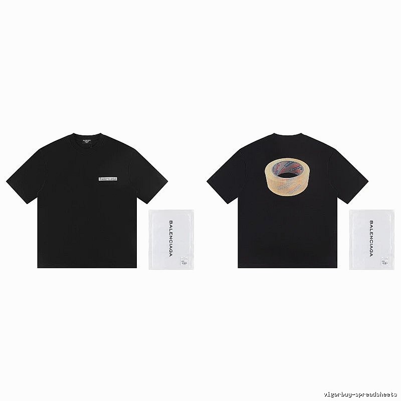 Balenciaga Tape Print Street Style Black T-Shirt