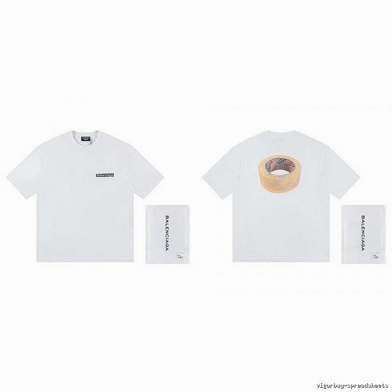 Balenciaga Tape Print Streetwear White T-Shirt