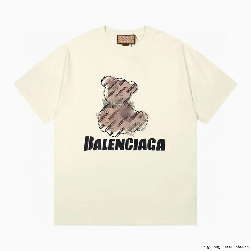 Balenciaga Trendy Off-white T-shirt with Bear Print