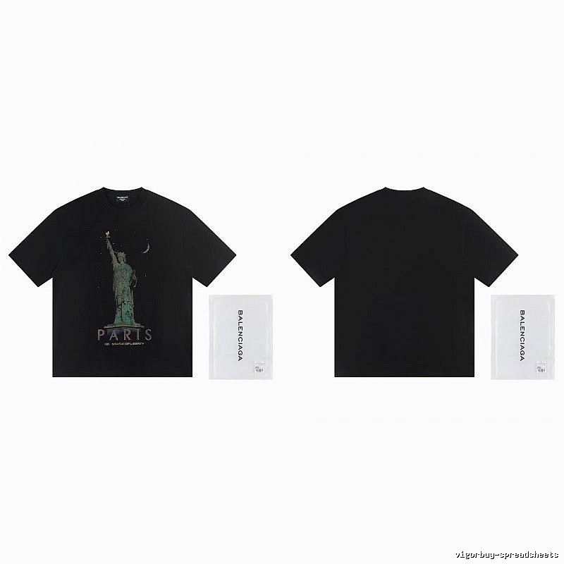 Balenciaga Vintage Style Statue of Liberty Black T-Shirt