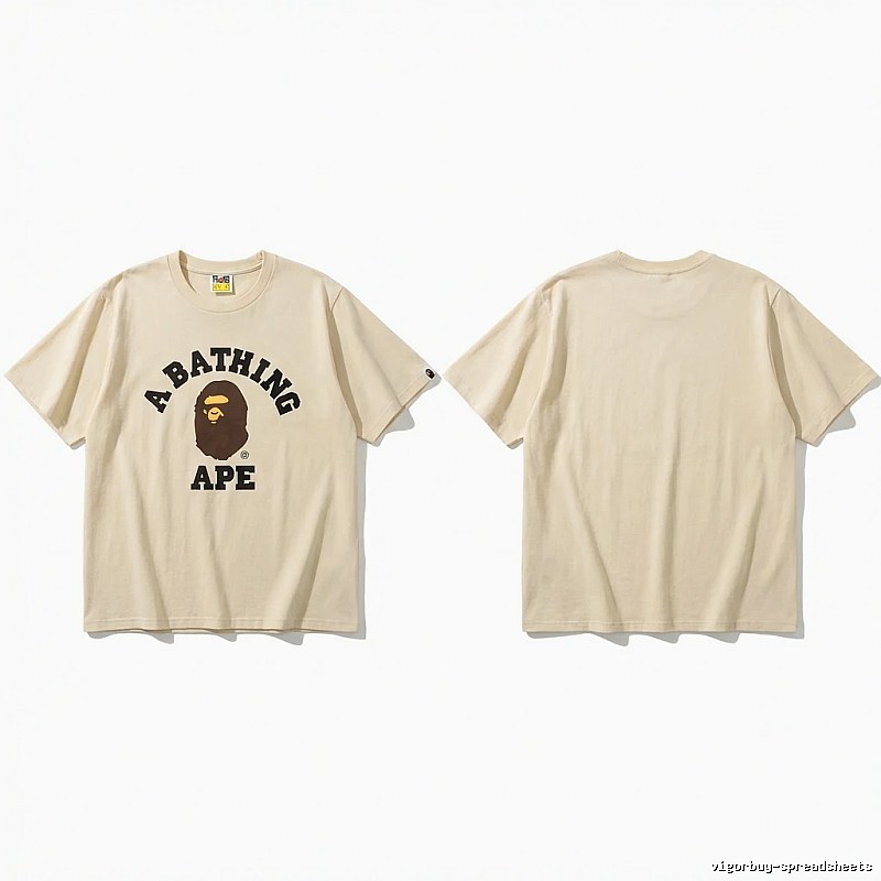 Bape Ape Head Minimalist Style Beige T-shirt