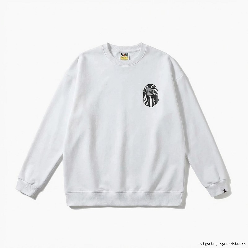 Bape Ape Head Minimalist Style White Sweatshirt