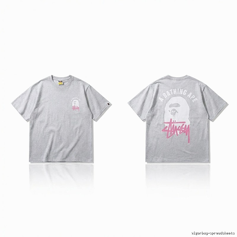 Bape Ape Head Trendy and Cool Style Gray T-shirt