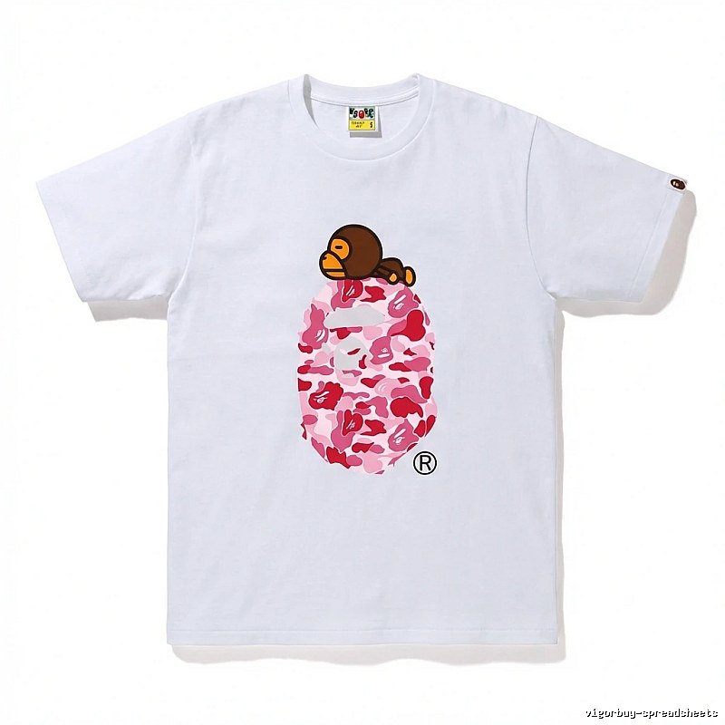 Bape camouflage cartoon-style white T-shirt
