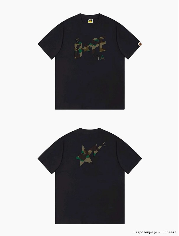 Bape camouflage style black T-shirt