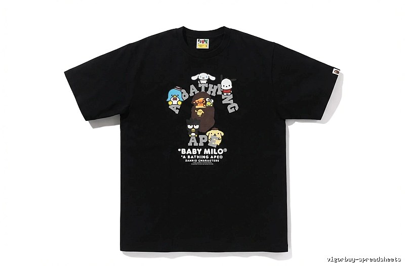 Bape cartoon print trendy brand black T-shirt