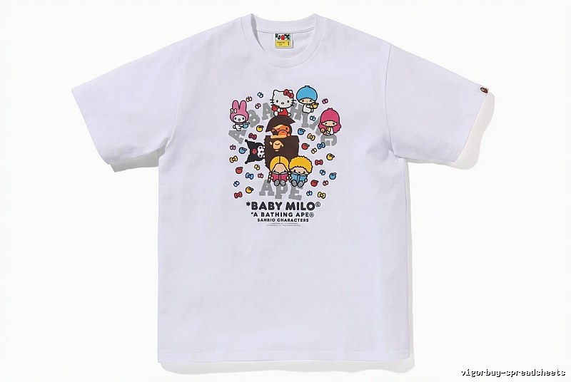 Bape cartoon - printed white T - shirt