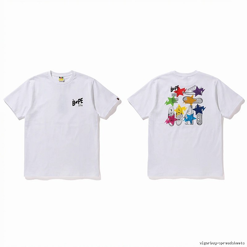 Bape Colorful Printed Style White T-shirt