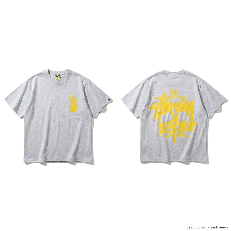 Bape Crown Trendy Brand Light Gray T-shirt