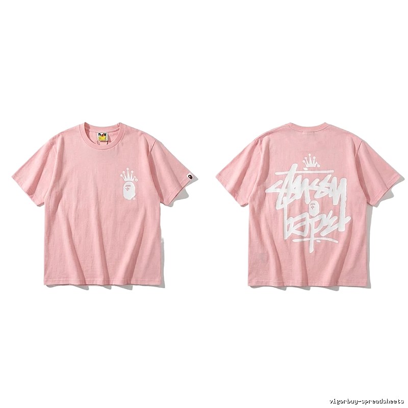 Bape Crown Trendy Pink Short Sleeve