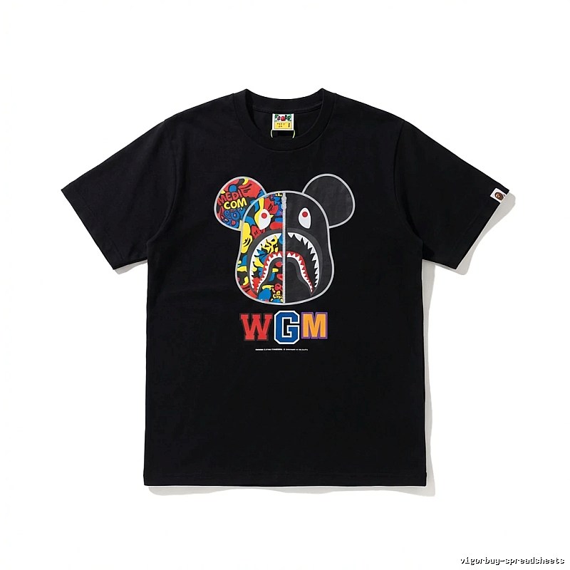 Bape Mickey Shark trendy brand black T-shirt