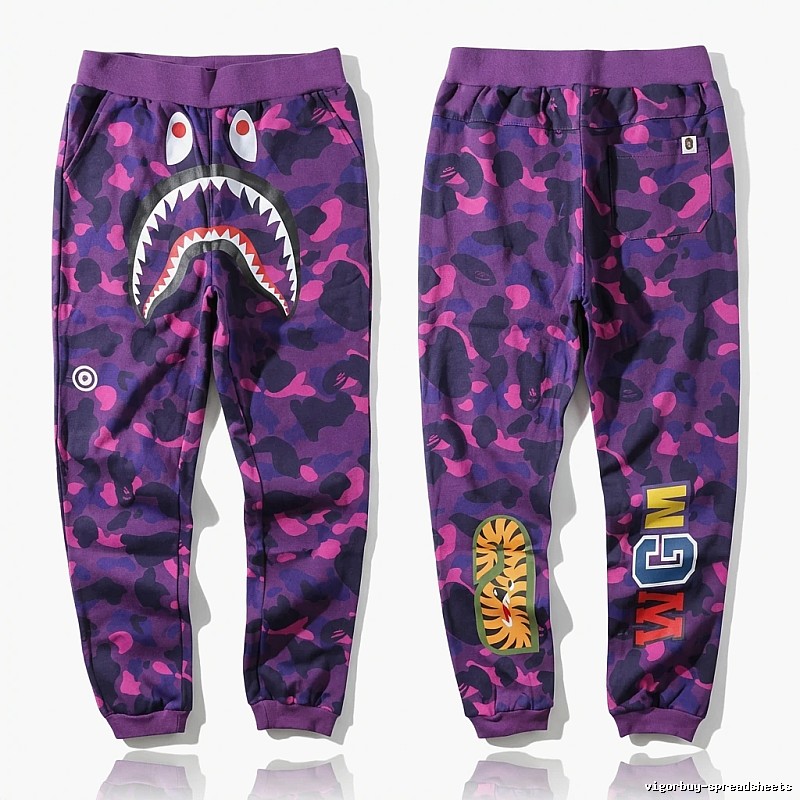 Bape Shark Camouflage Style Purple Pants