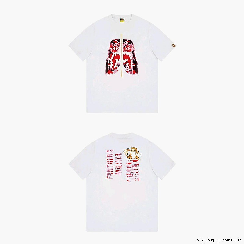Bape Shark Camouflage Style White T-shirt