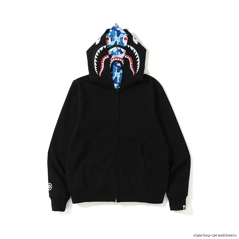 Bape Shark Head Print Black Hoodie