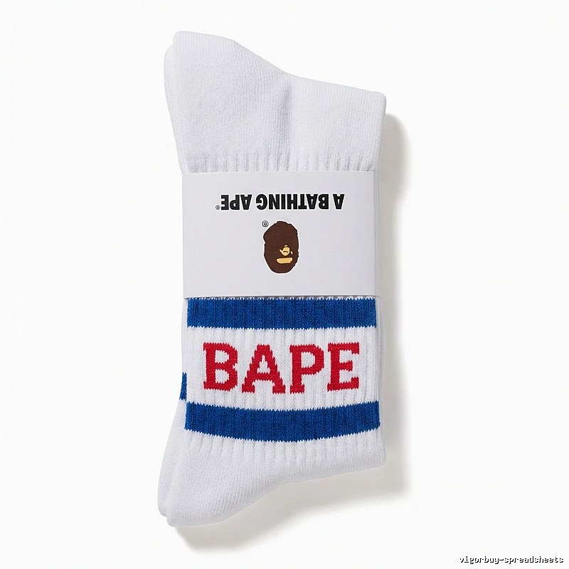 Bape striped trendy white socks