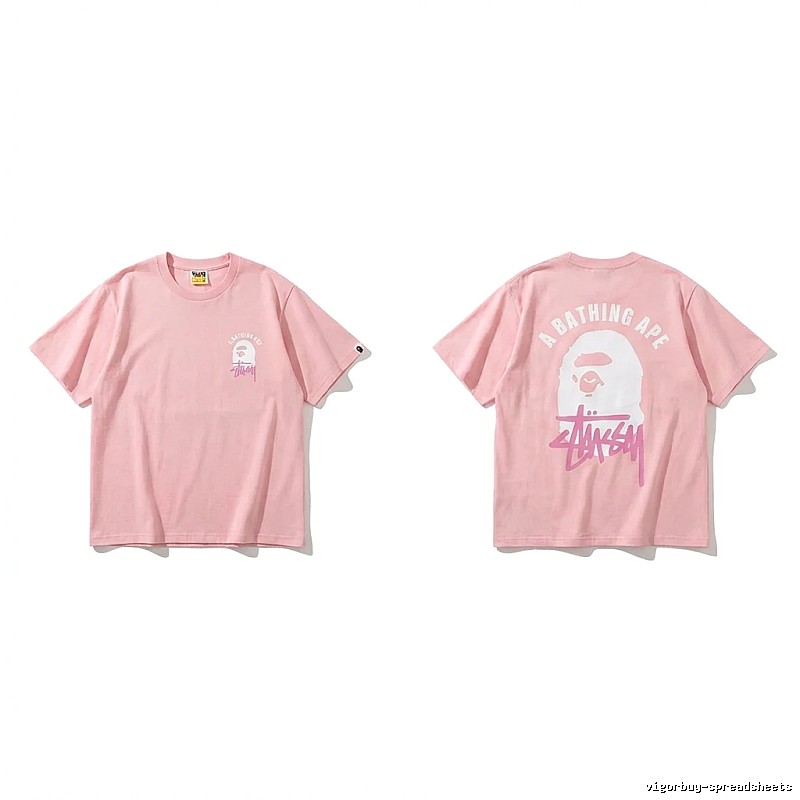 Bape trendy brand pink T-shirt