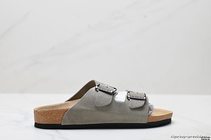 Birkenstock Classic Double-Buckle Casual Style Grey Slide Sandals
