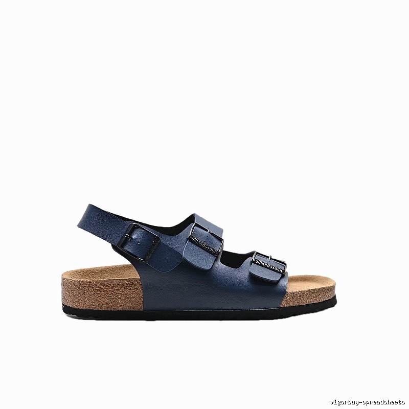 Birkenstock Double-buckle Casual Style Navy Blue Sandals