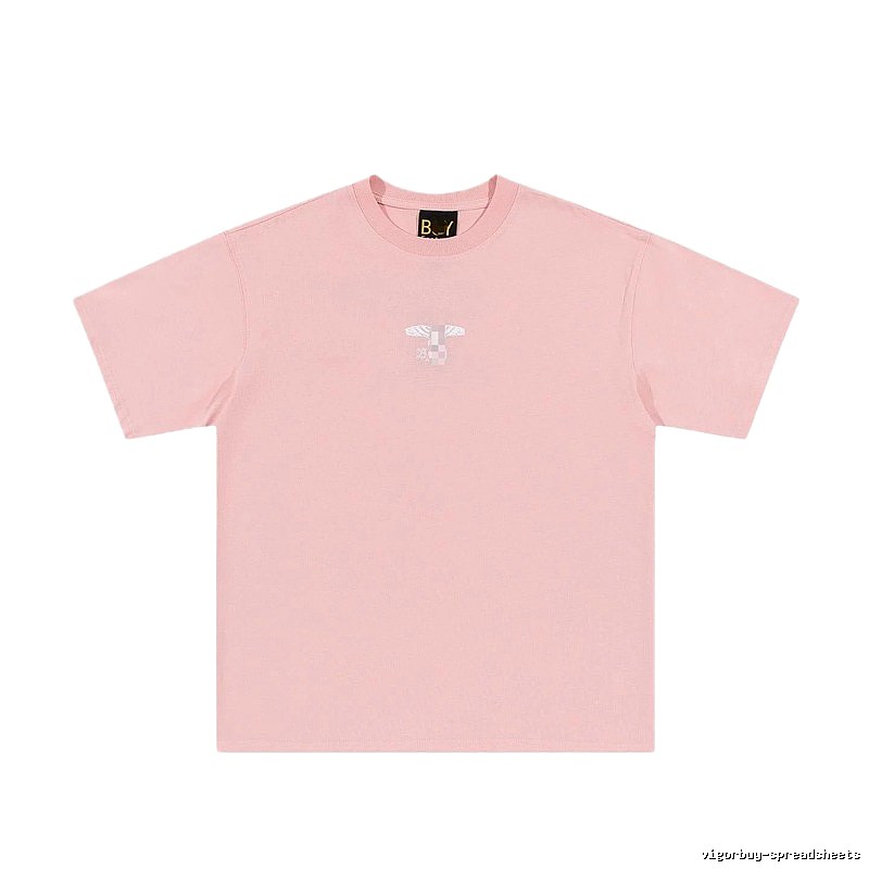 BOY Wing Print Street-style Pink Short Sleeve T-Shirt