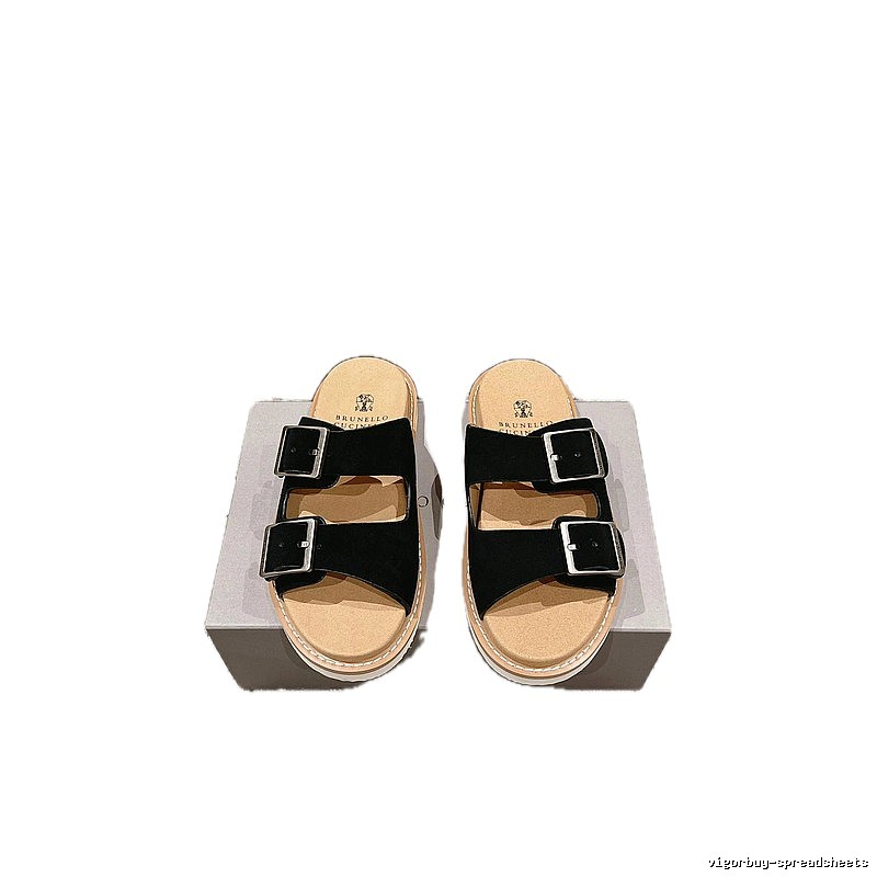 Brunello Cucinelli Light Luxury Casual Black Slides
