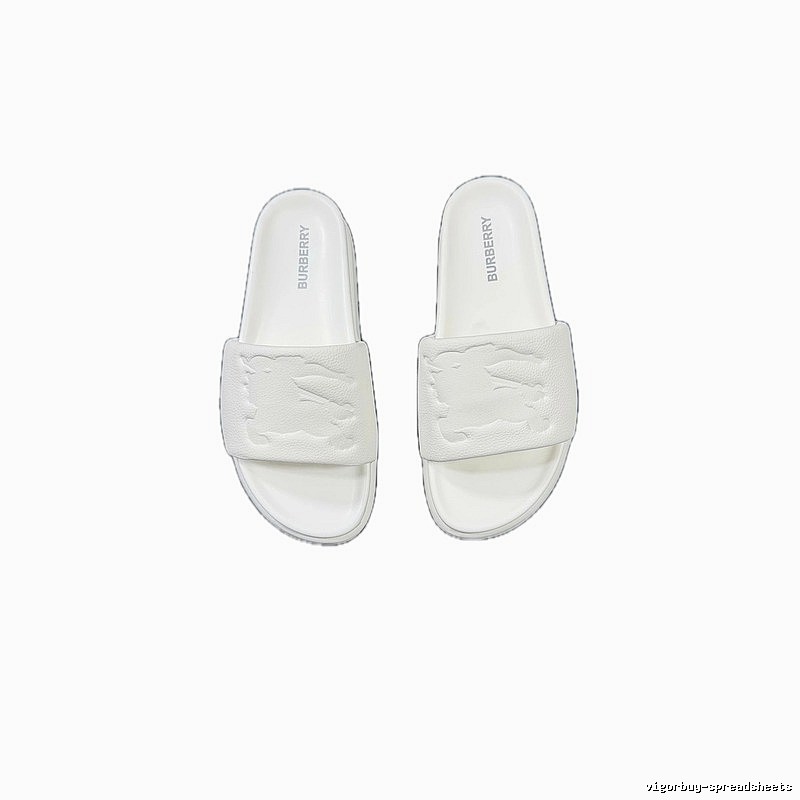 Burberry Embossed Equestrian Knight Minimalist White Slides