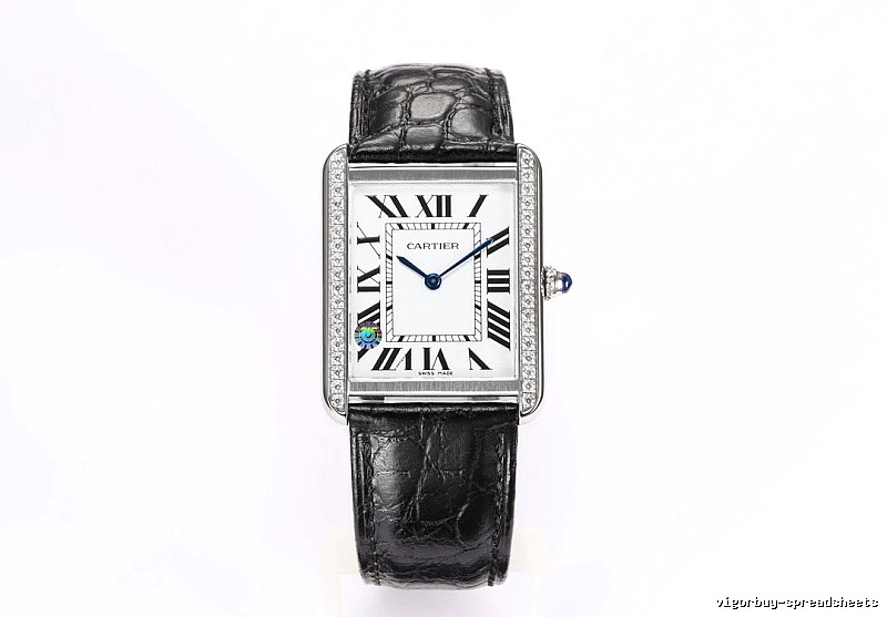 Cartier Tank-Style Dress Watch Travel Edit in Silver And Black